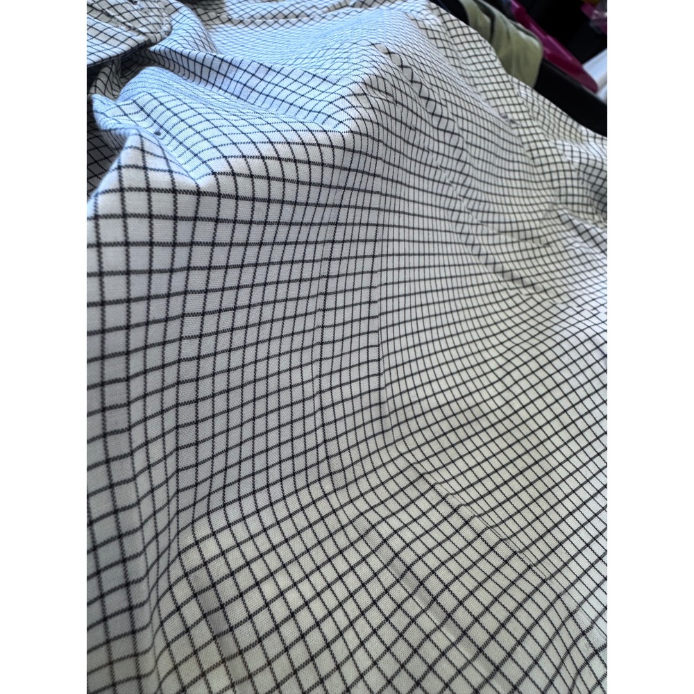 Goodfellow & Co Mens Standard Fit Micro Grid Button Down Shirt White Black Large